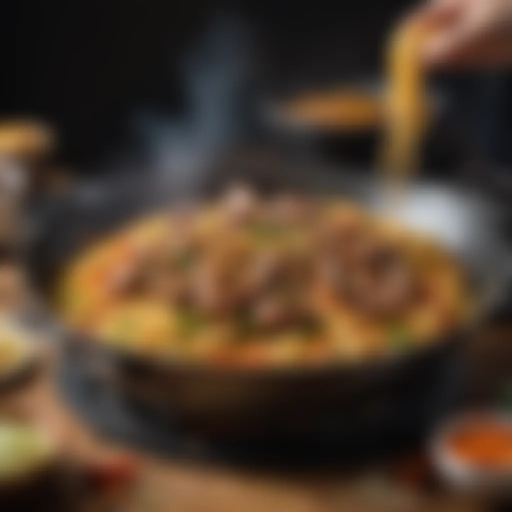 Wok sizzling with Nutritious Chow Mein Ingredients