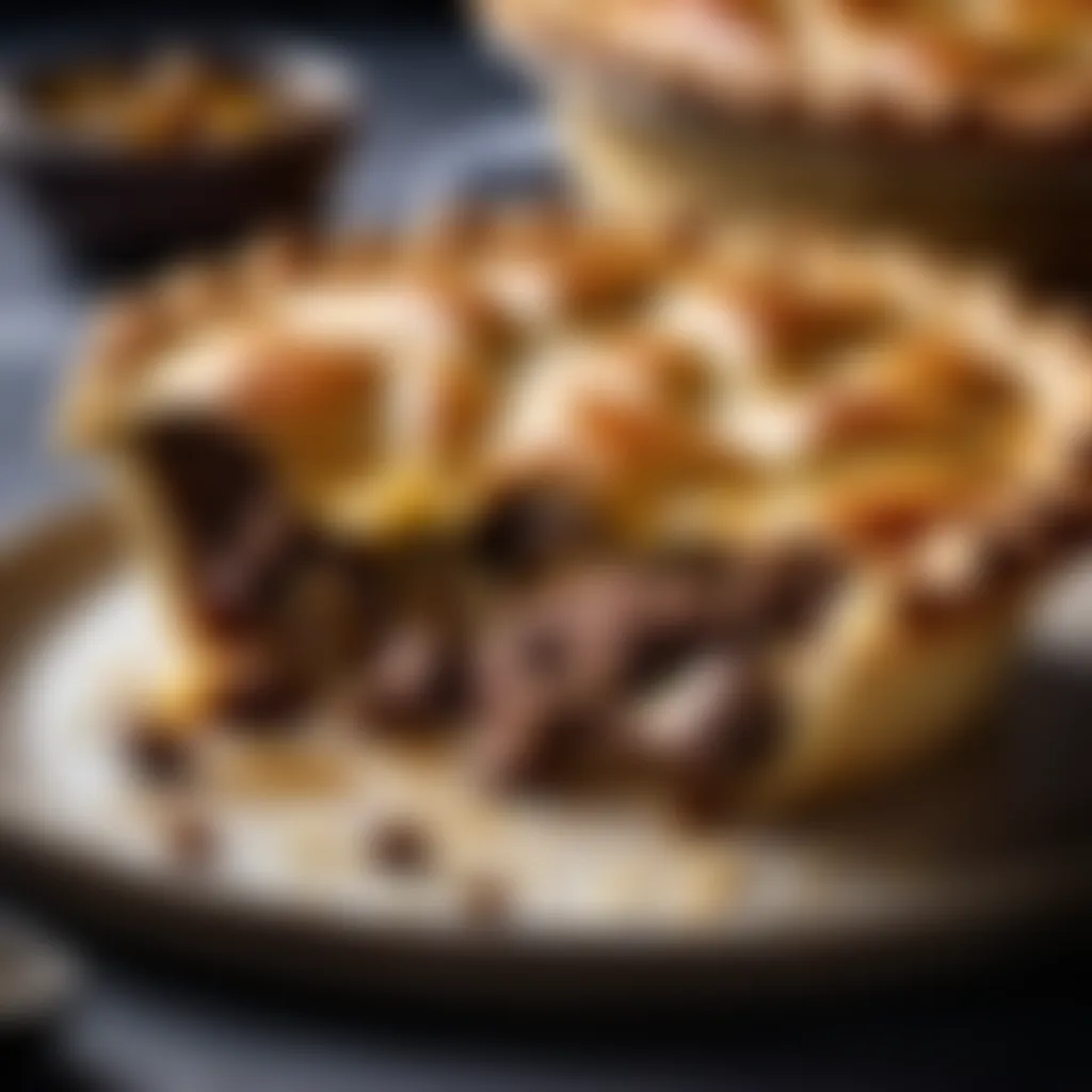 Golden-brown flaky crust of a perfectly baked steak pie