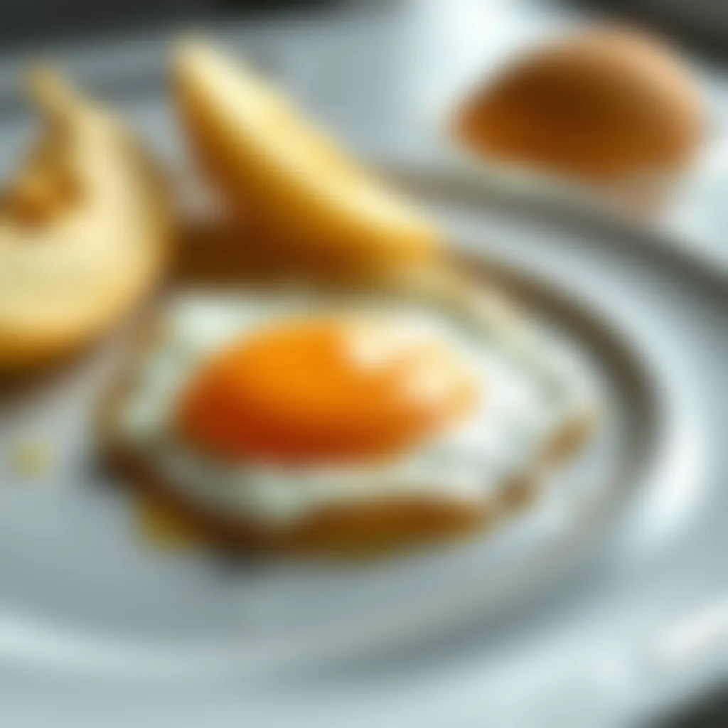 Golden yolk glistening on a pristine plate