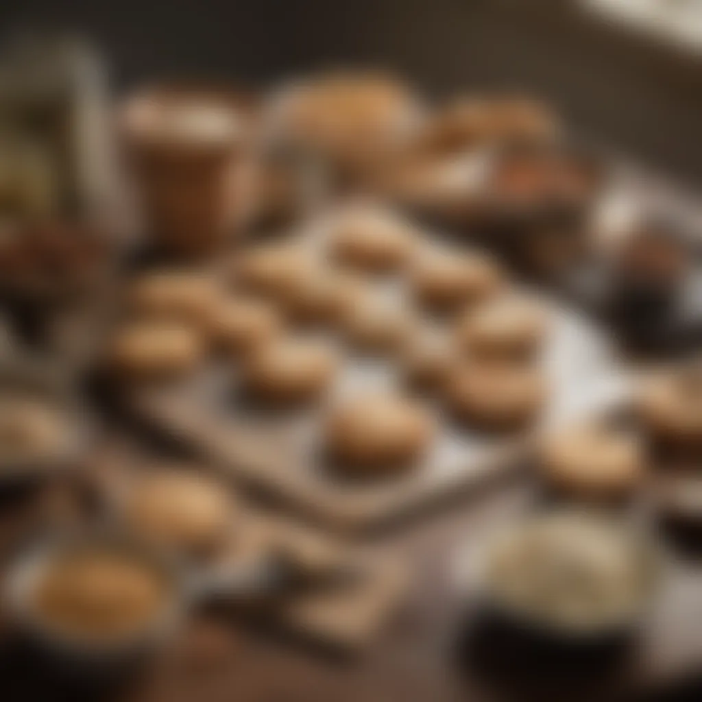 Essential baking tools neatly organized for biscuit making