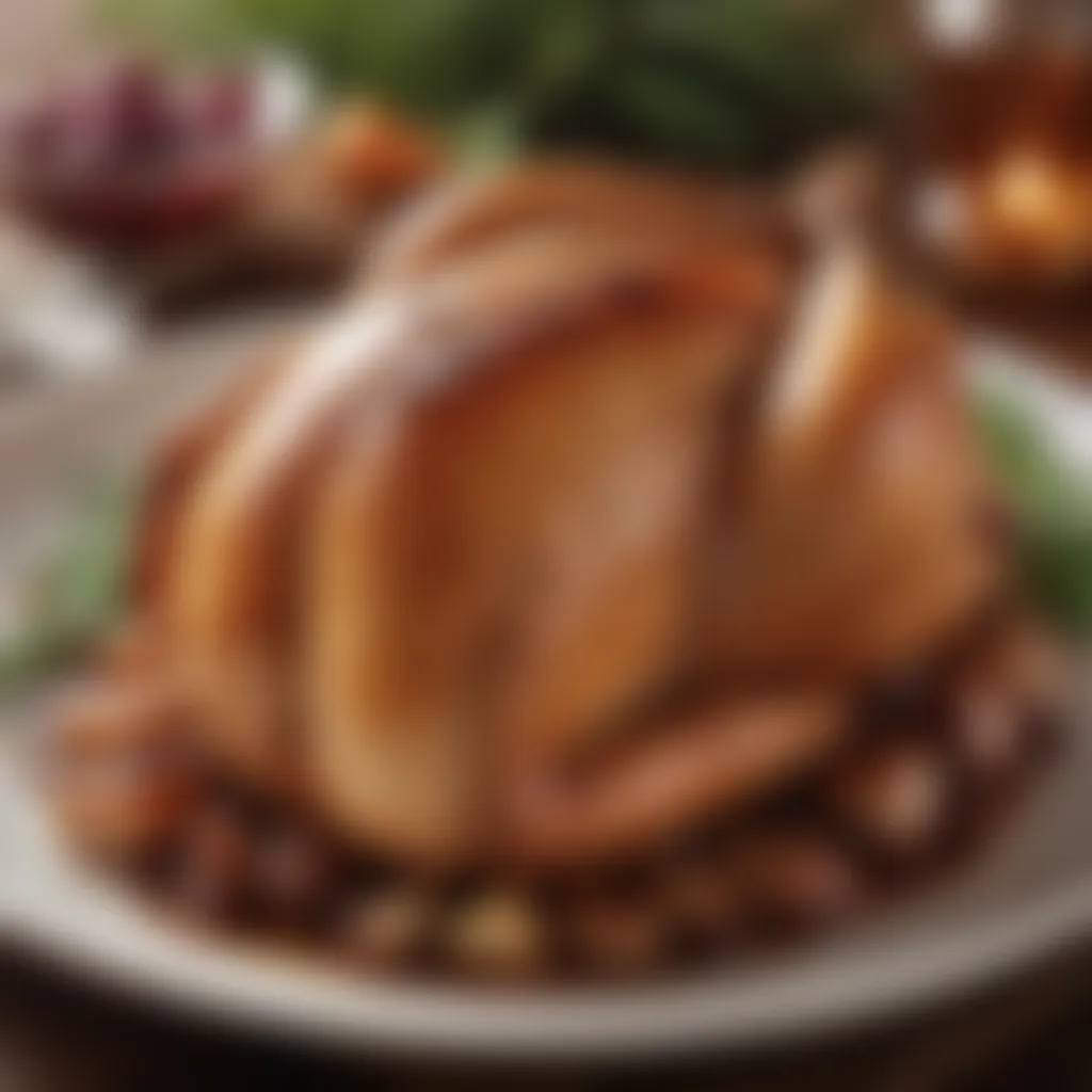 Golden-brown roasted turkey breast with caramelized shallots