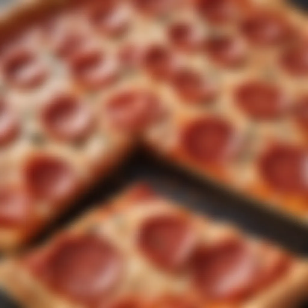 Sliced medium pepperoni pizza showcasing its toppings and crust