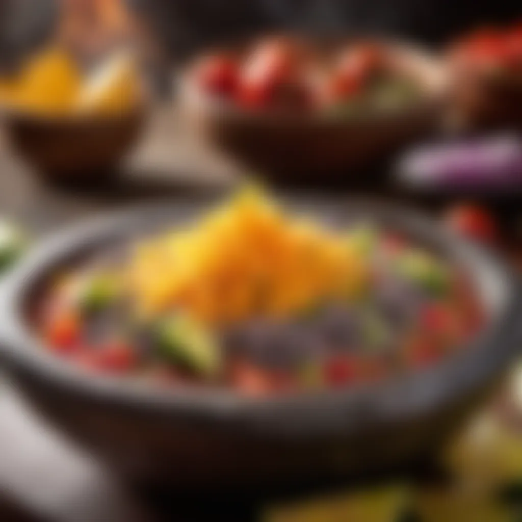 Molcajete Marvel: Salsa Fresca Fusion Mexican molcajete filled with fresh salsa ingredients