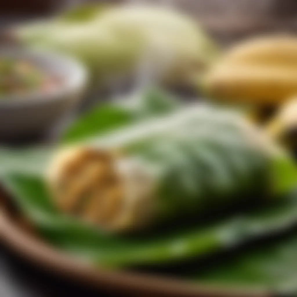 Banana Leaf Enigma: Steamed Tamale Tradition Mexican tamale steaming in banana leaf wrapper