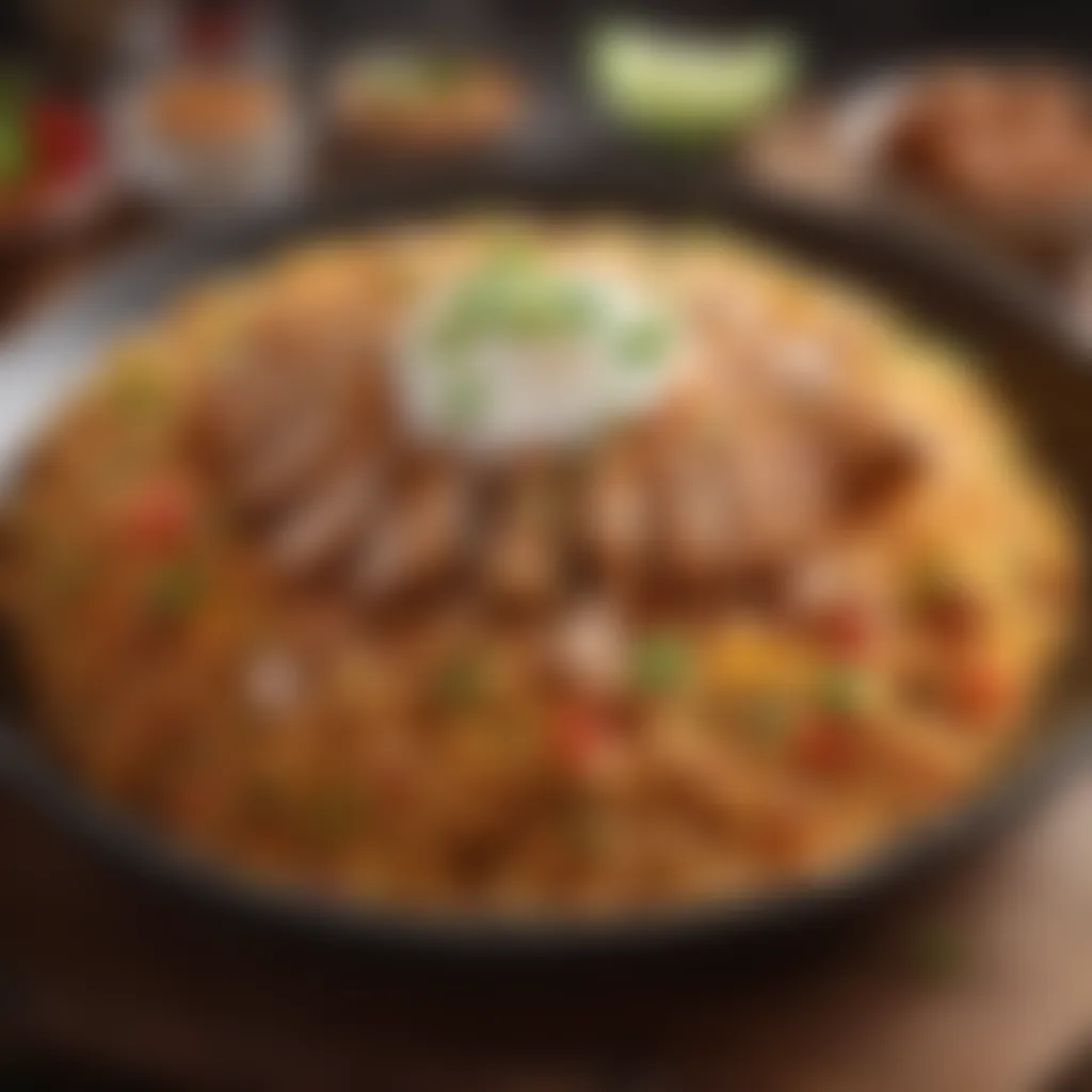 Artistic Garnish Elevating the Presentation of Mexican Rice with Chicken Mexican Rice with Chicken Garnish