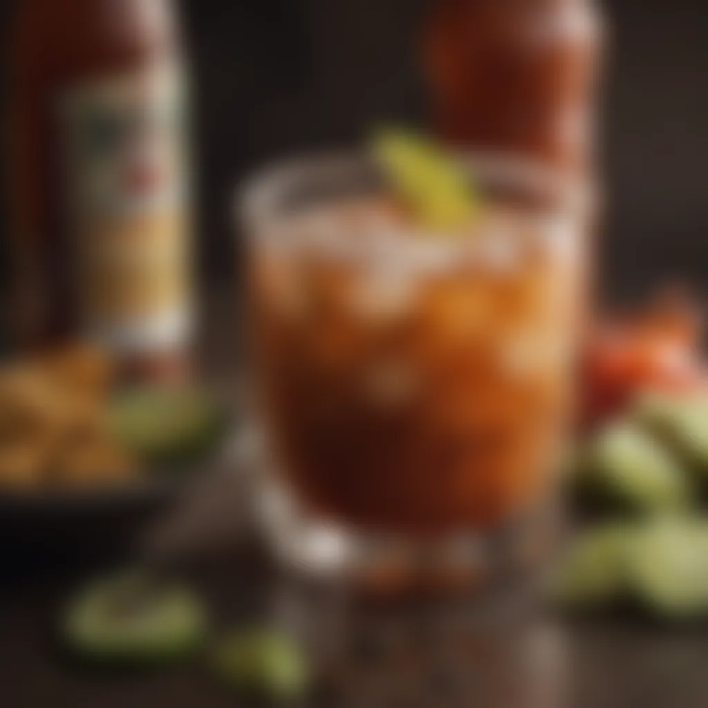 Michelada garnished with chili pepper