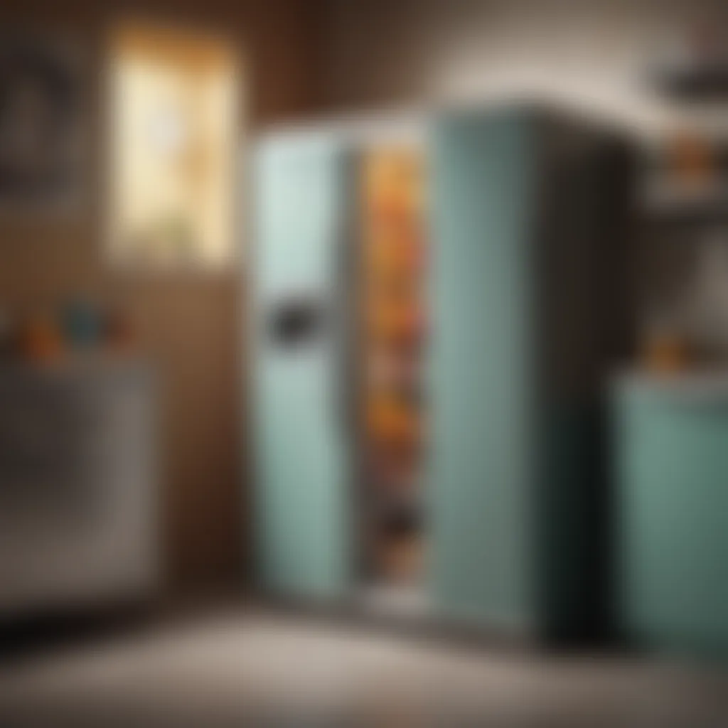 Vintage mid-century refrigerator with sleek lines and vibrant colors