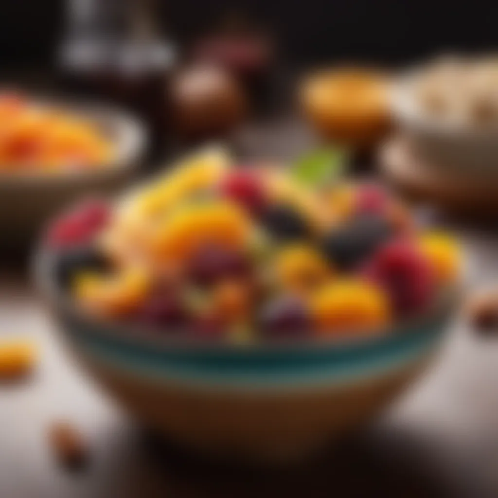 Bowl of mixed dried fruits