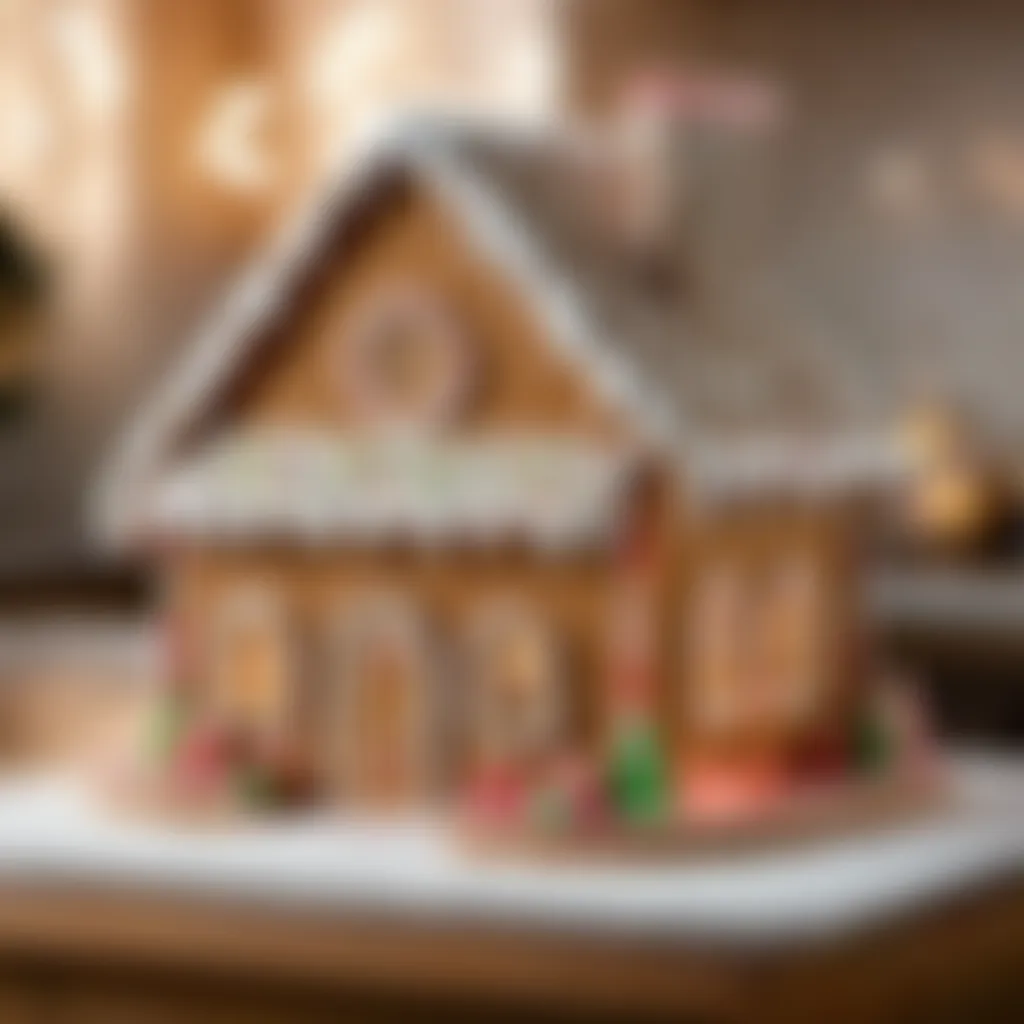 Modern gingerbread house template with minimalist aesthetic