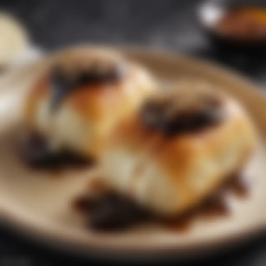 Savory Mozzarella Cheese Rolls topped with Balsamic Glaze