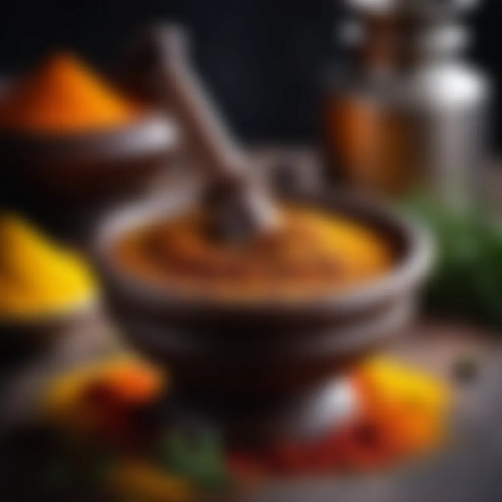 Aromatic spices in a traditional mortar and pestle