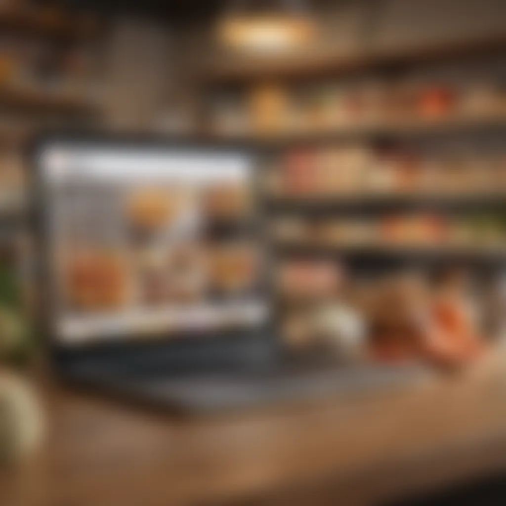 A laptop displaying various online keto food stores.