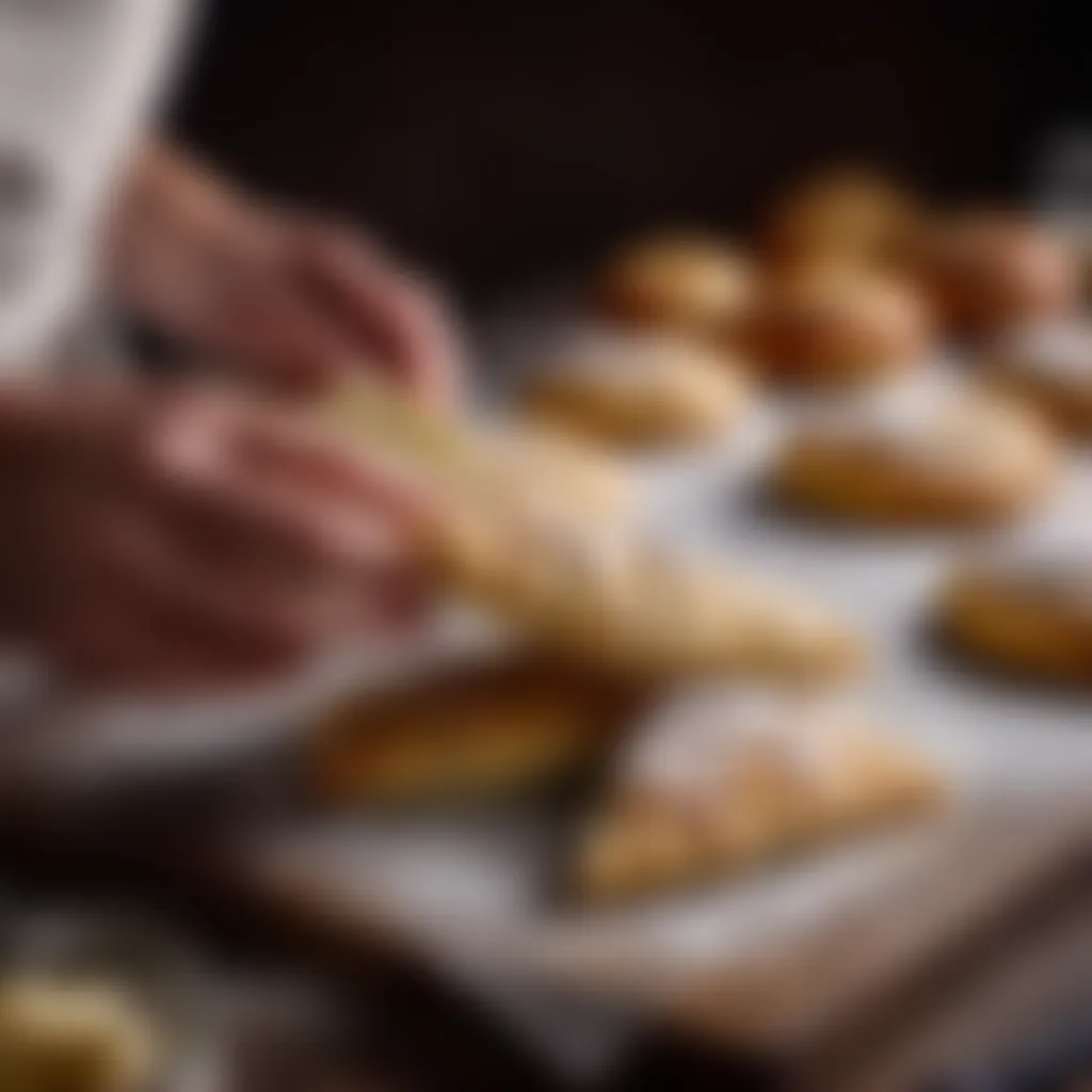 Folding the dough for the nazook pastries