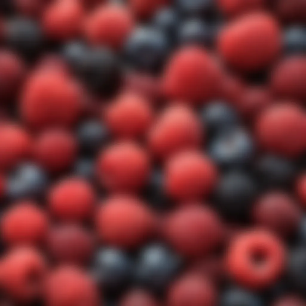 Close-up of berries highlighting their antioxidant properties.