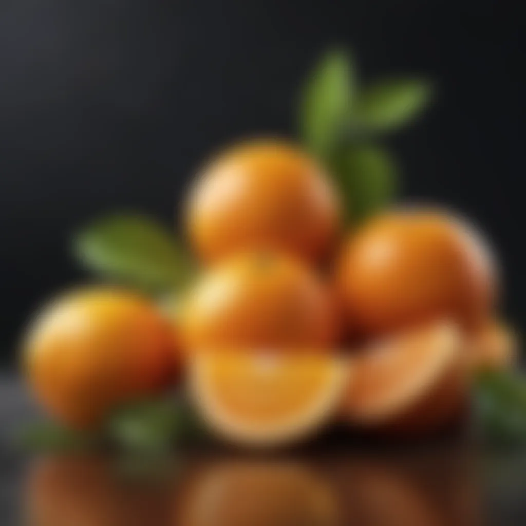 An artistic arrangement of citrus fruits emphasizing their refreshing qualities.