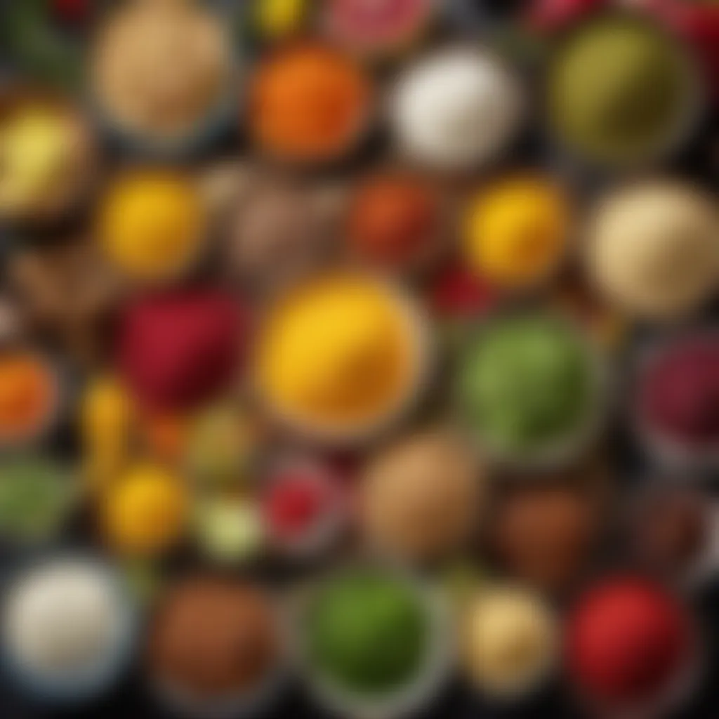 Artistic depiction of a colorful array of traditional Ojalda ingredients