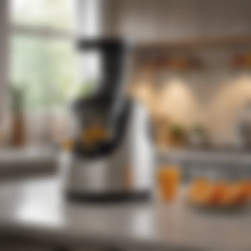 The Omega Horizontal Slow Masticating Juicer in a kitchen setting