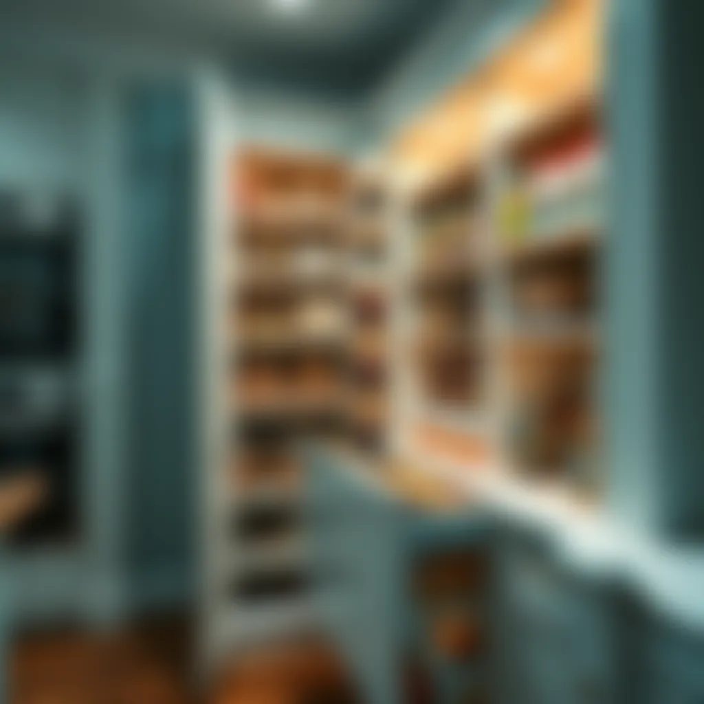Elegant pull-out pantry showcasing organized food items