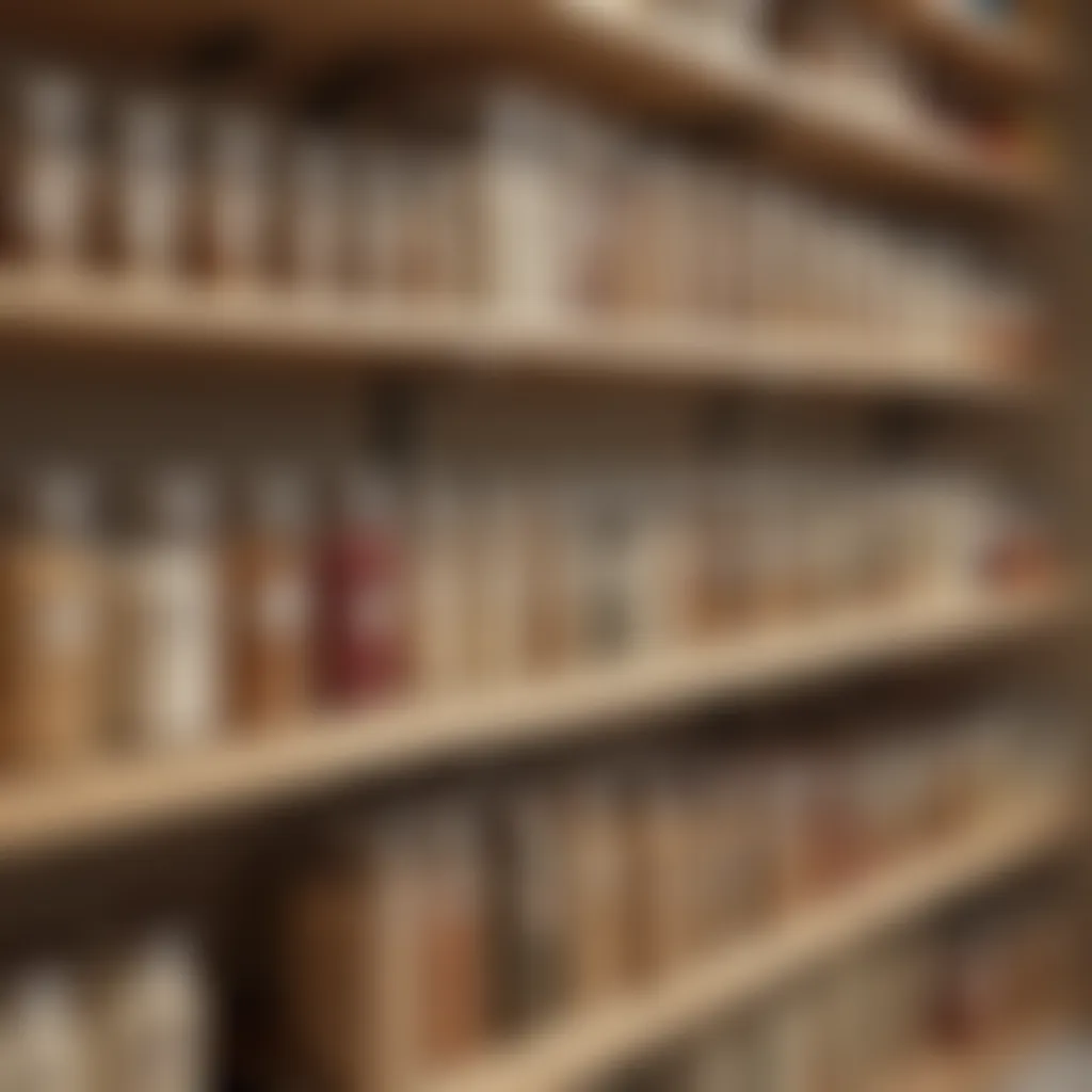 Organized pantry shelf with labeled flour containers