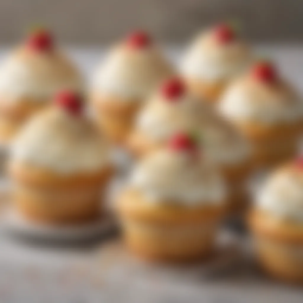 Colorful display of pastel de tres leches cupcakes