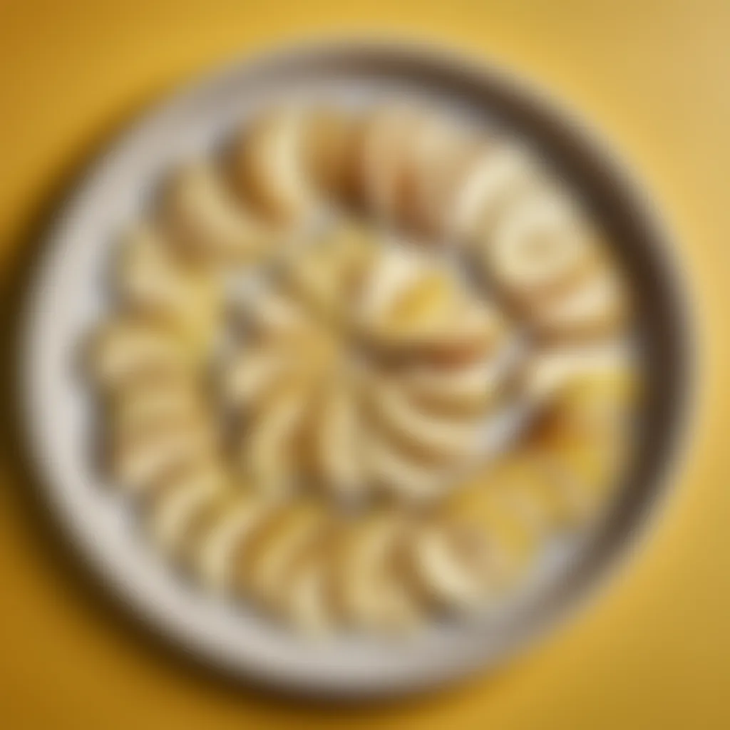 Pear slices arranged in a circular pattern on baking dish