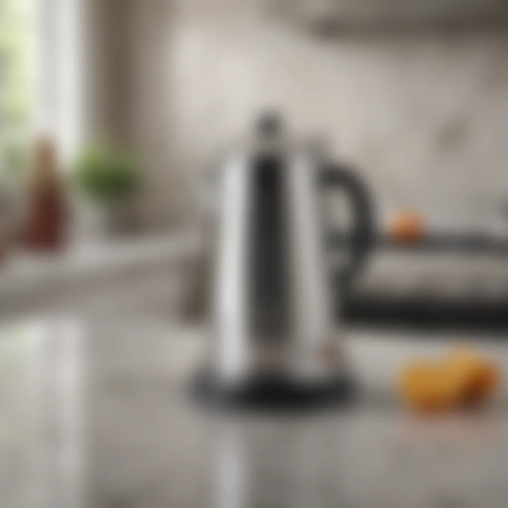 Elegant percolator on marble countertop