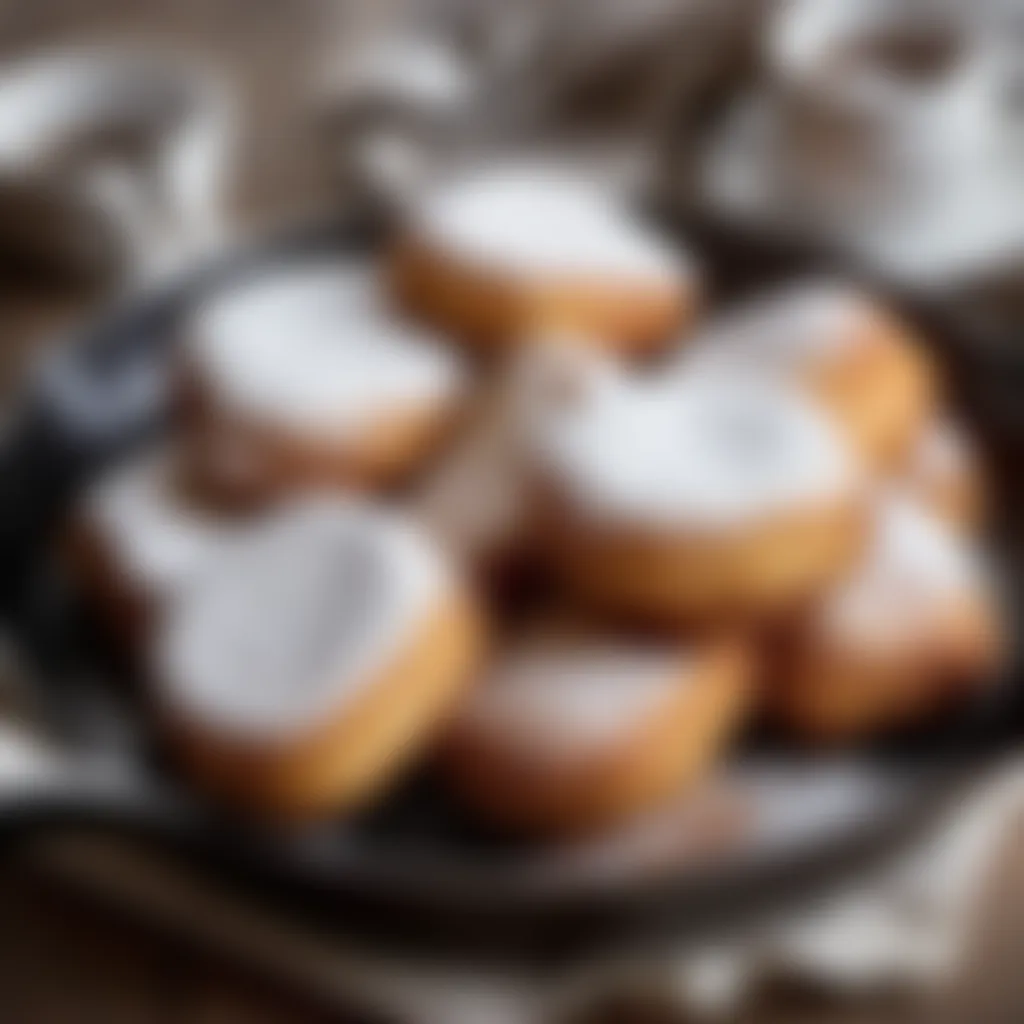 Freshly fried beignets in a frying pan