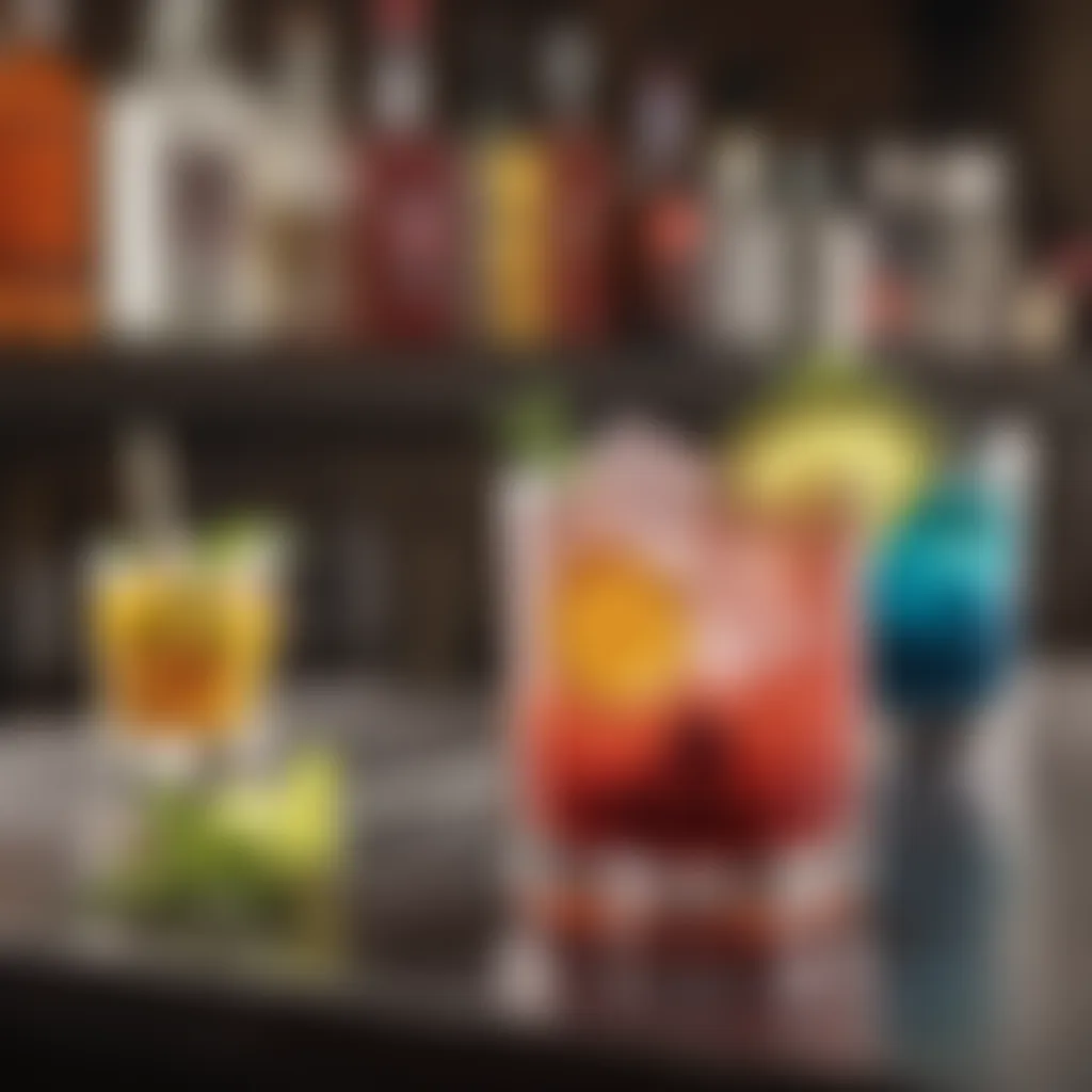 Chic cocktail bar with colorful and refreshing drinks