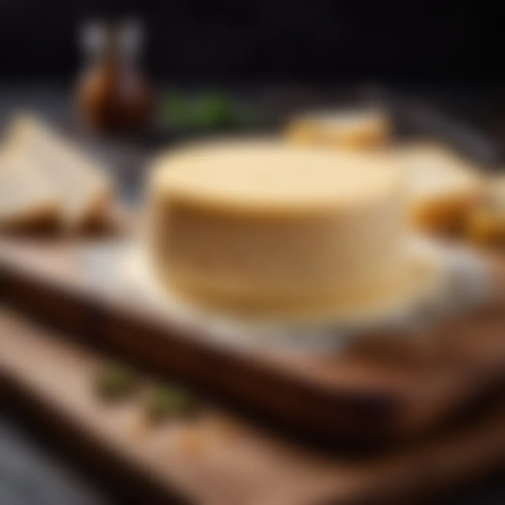 Creamy cheese blend on a wooden board