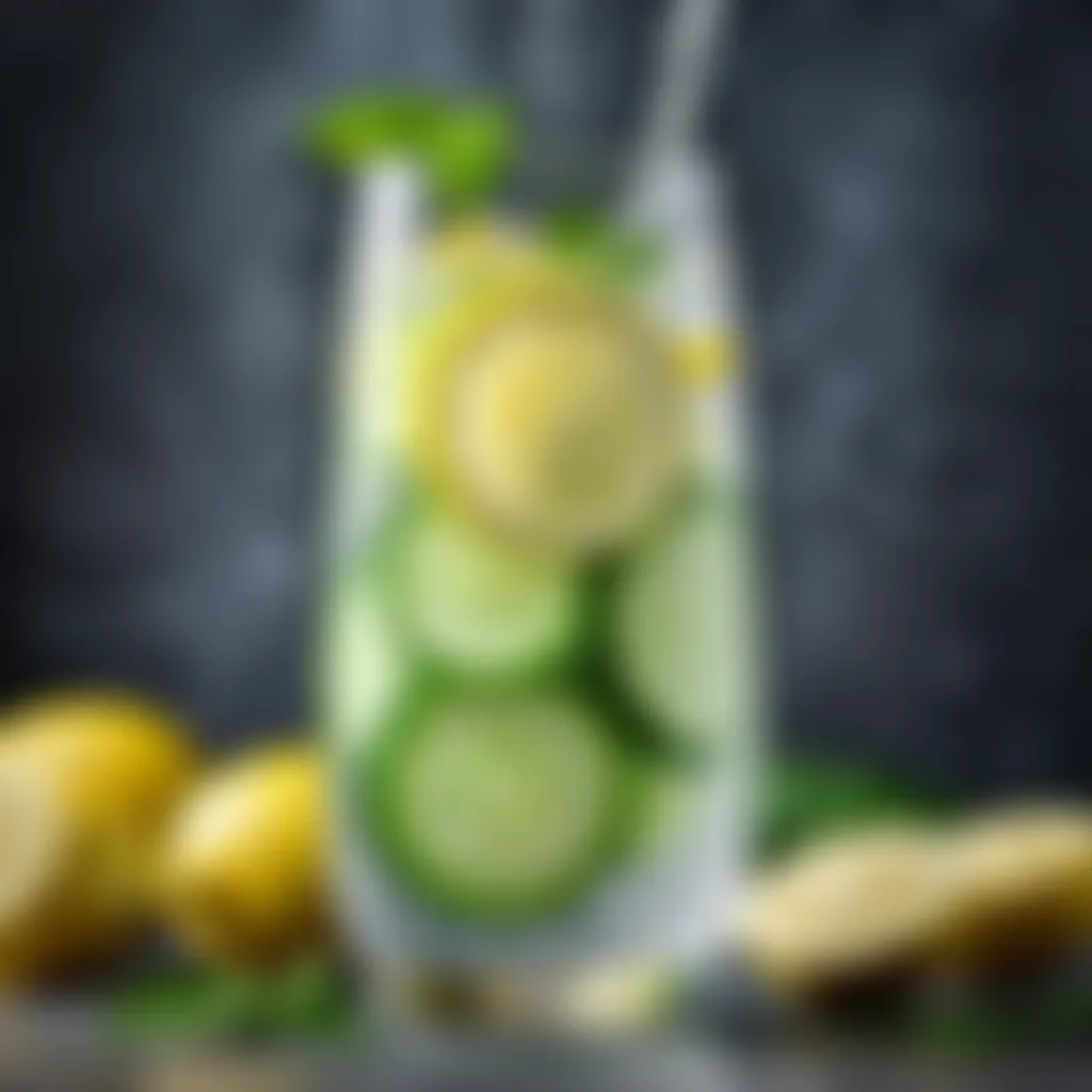 Refreshing cucumber-infused water with lemon slices