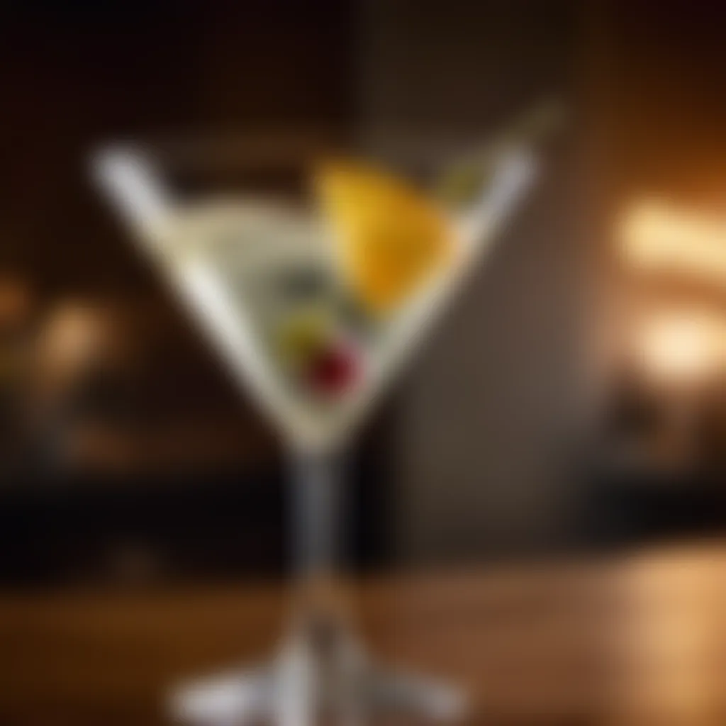 Garnished dry martini cocktail