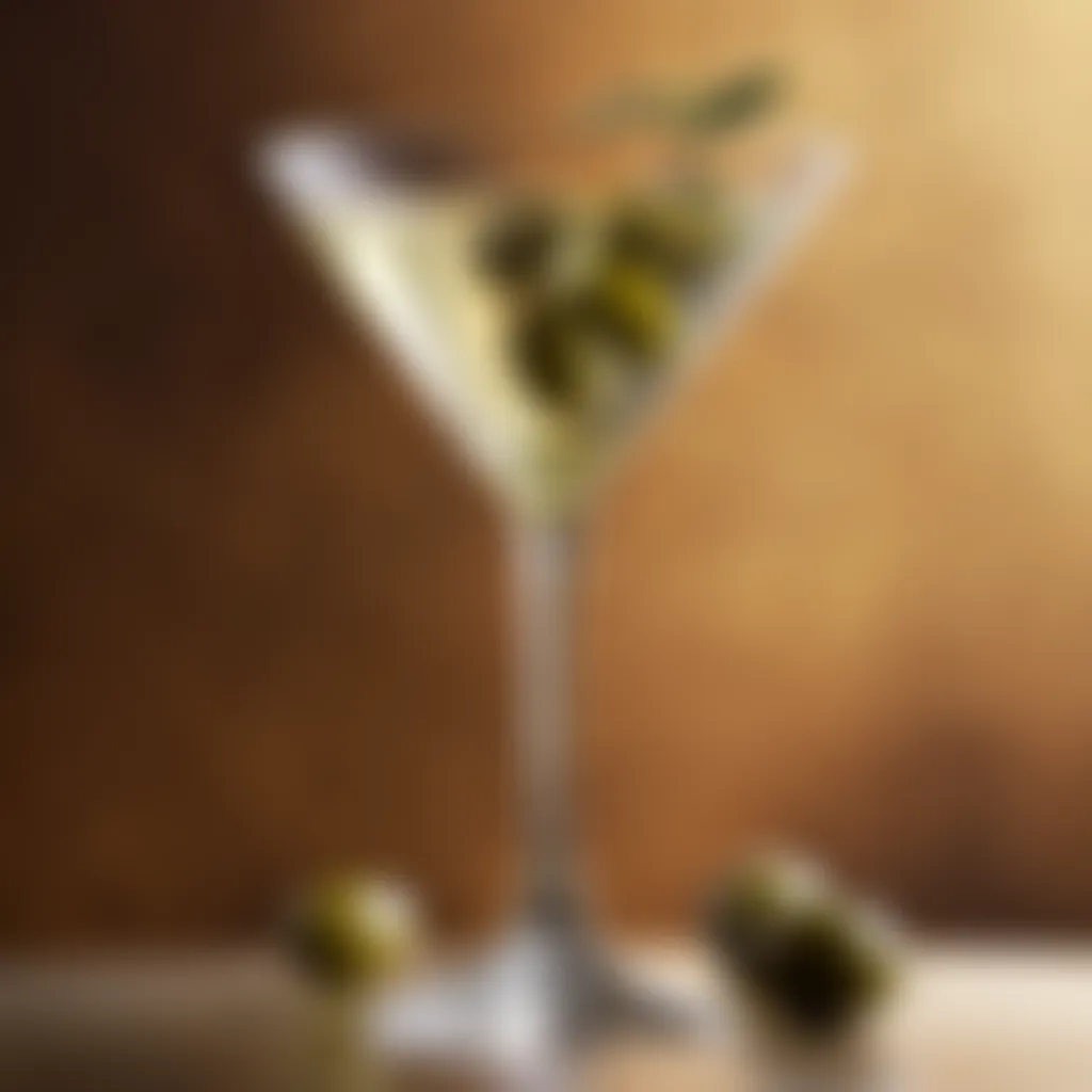 Martini glass with olives