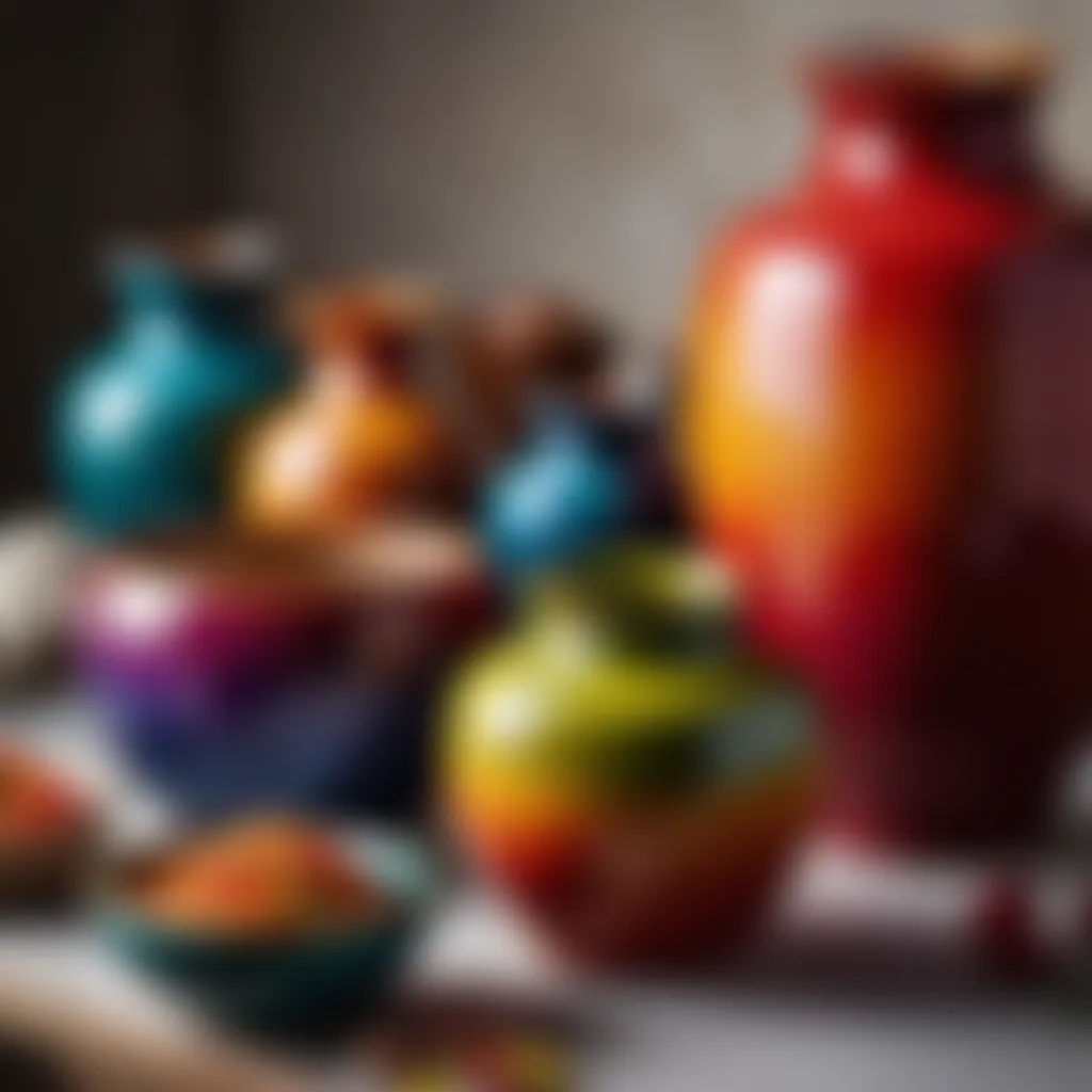 Colorful glazed pottery