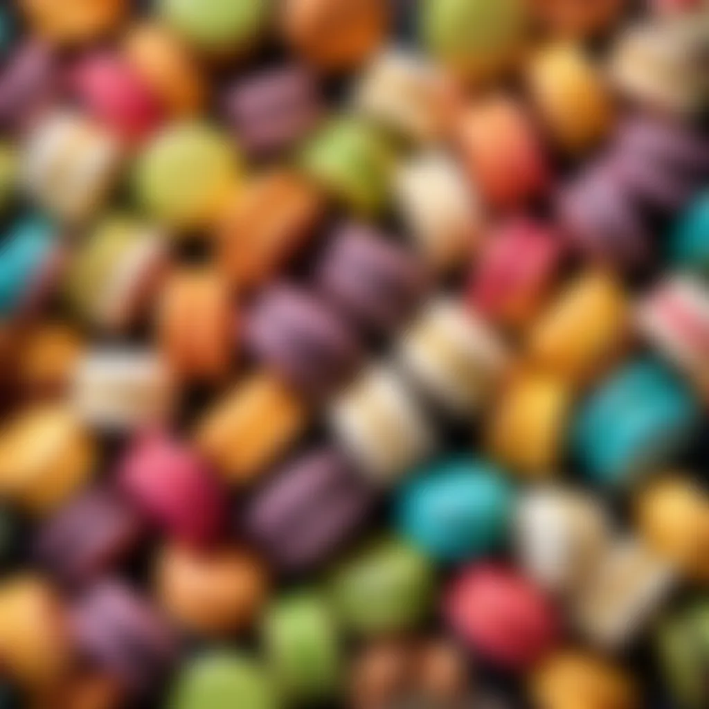 Colorful macarons arranged in a pattern