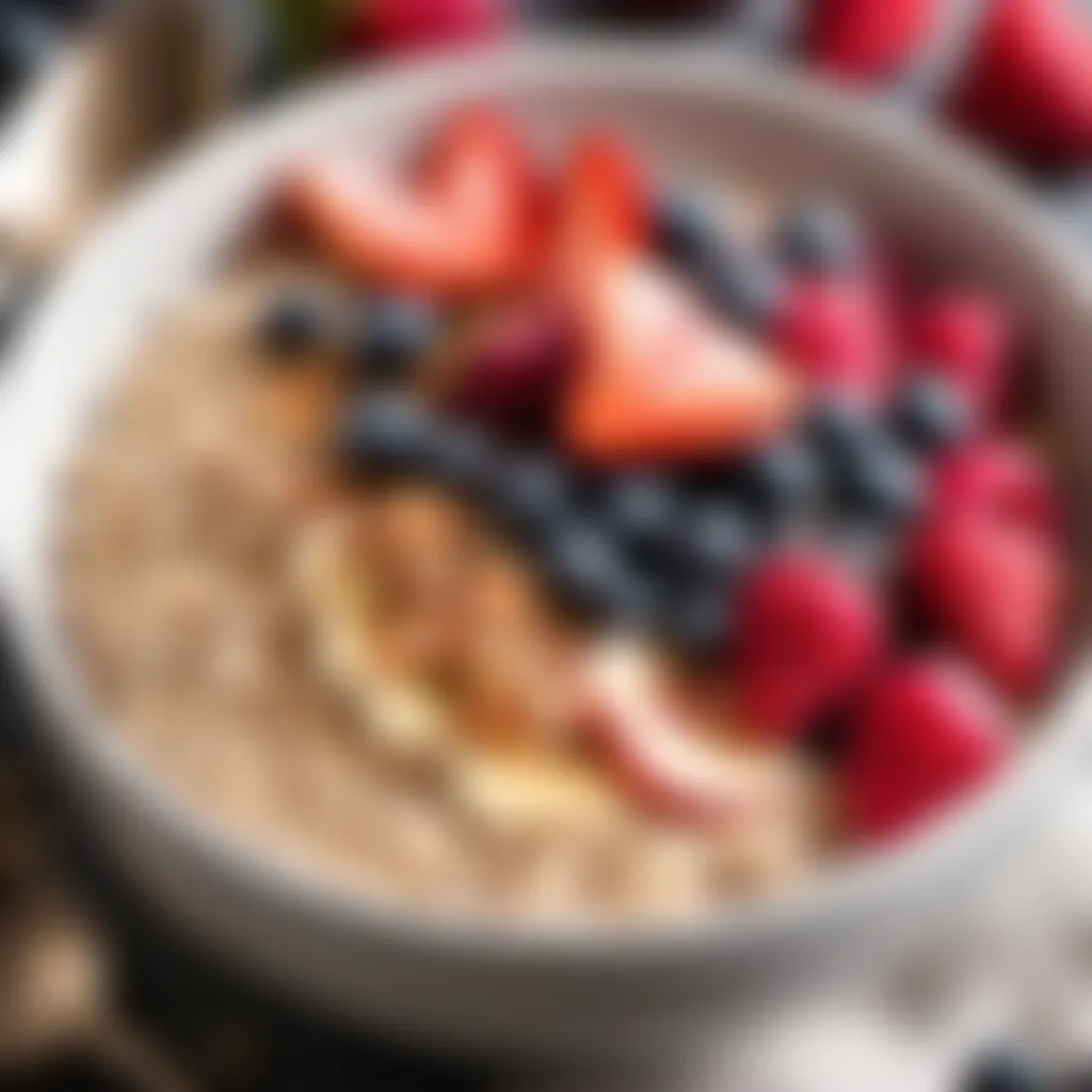 Exquisite oatmeal presentation with fresh berries