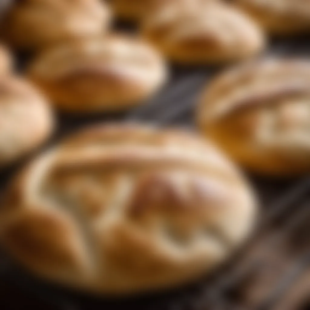 Freshly baked pitta breads cooling on a wire rack