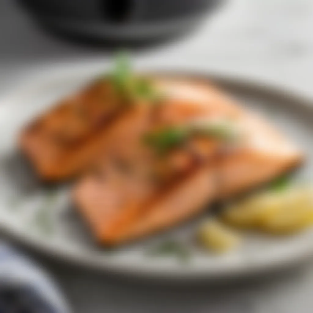 Seasoned salmon fillets in air fryer