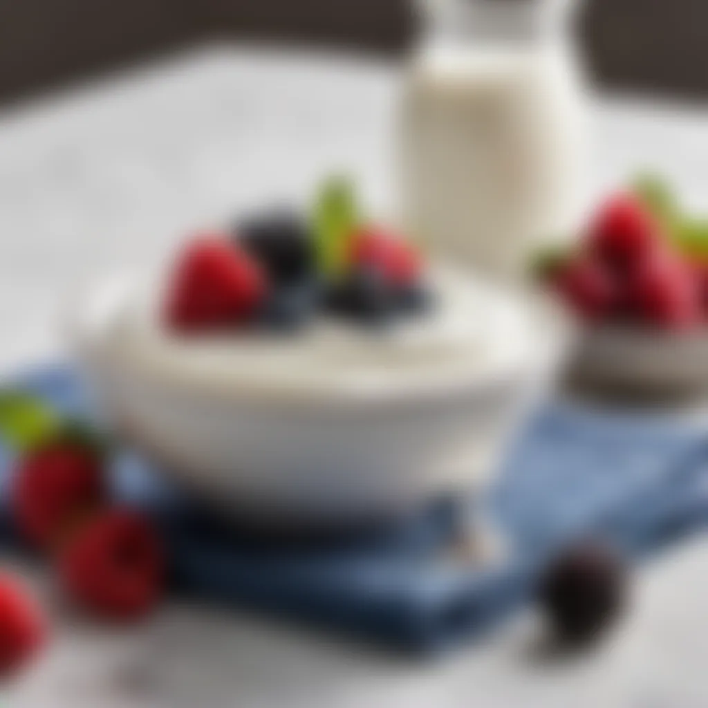 A bowl of homemade yogurt with fresh berries