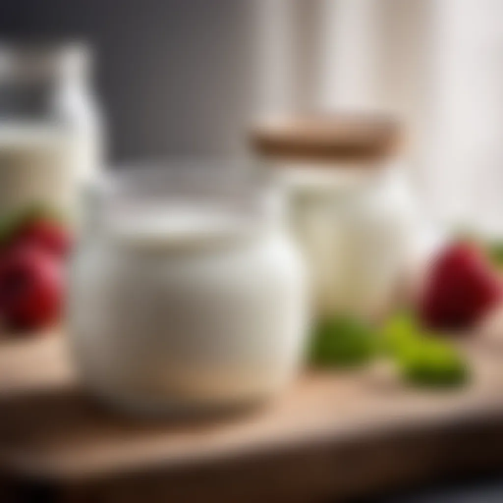 A glass jar filled with creamy homemade yogurt