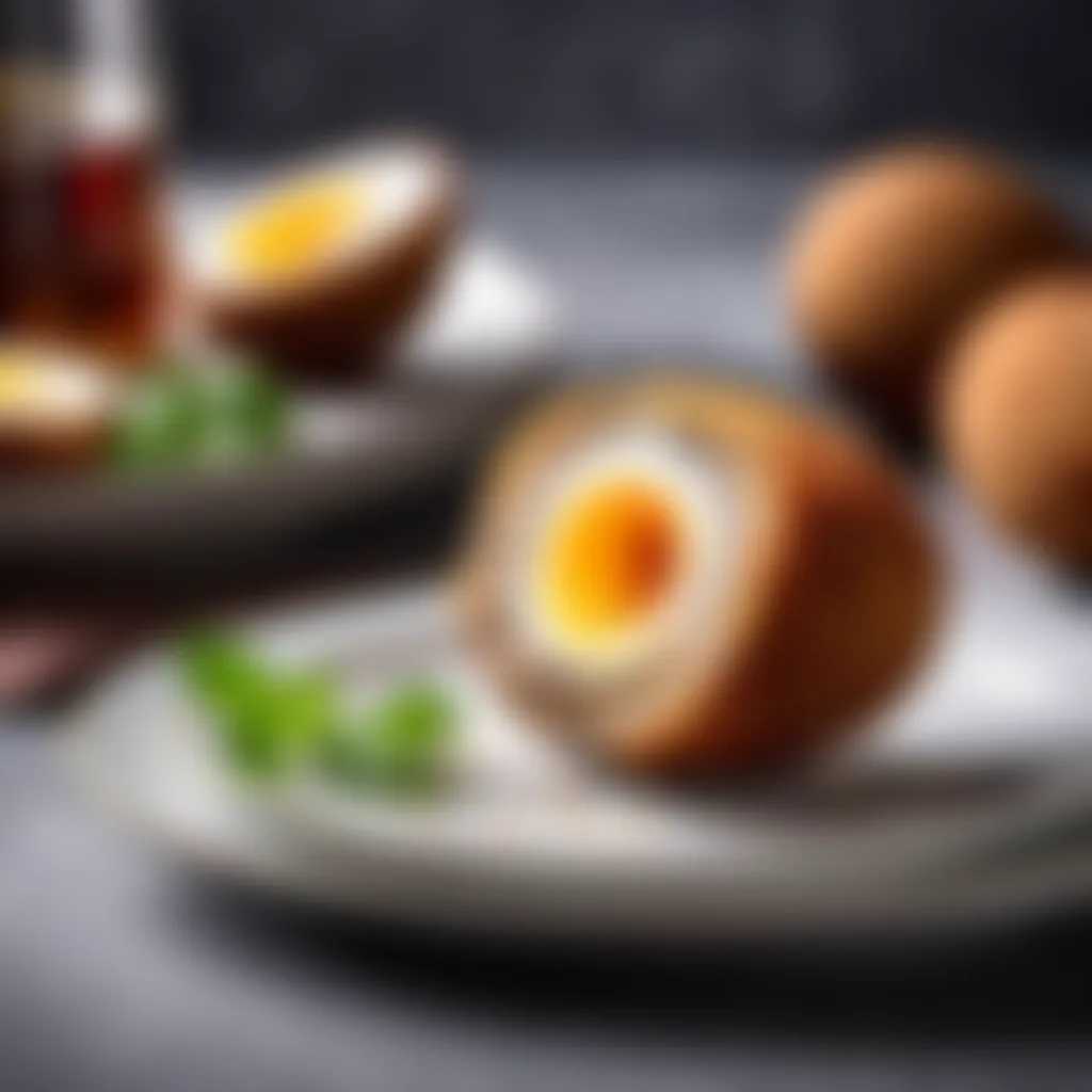 Gourmet Scotch egg on elegant plate