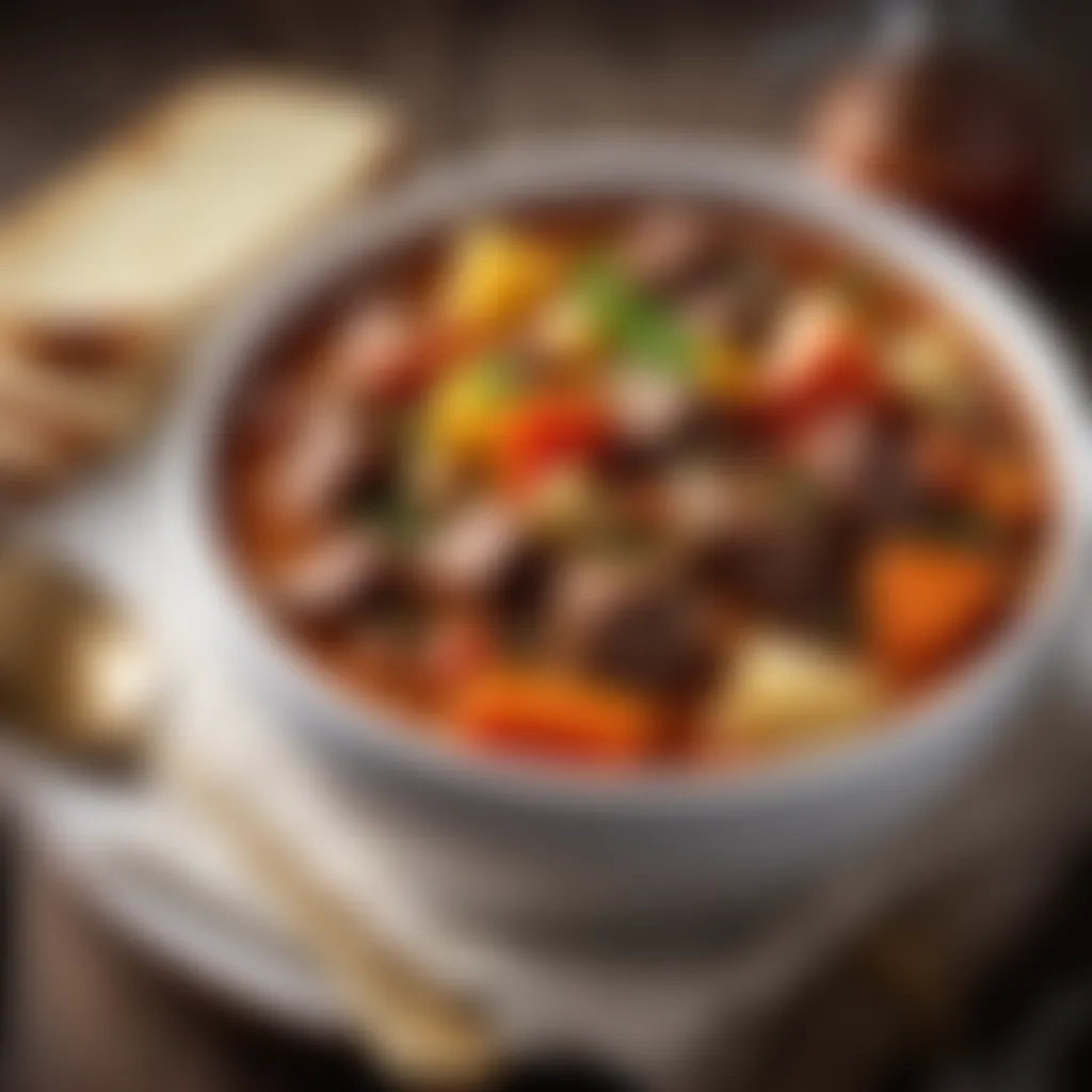 A bowl of rich and flavorful stew ready to be enjoyed