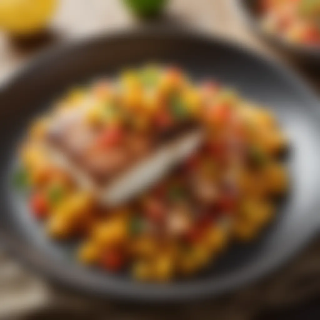 Cod Fillets Served with Sweet and Spicy Mango Salsa