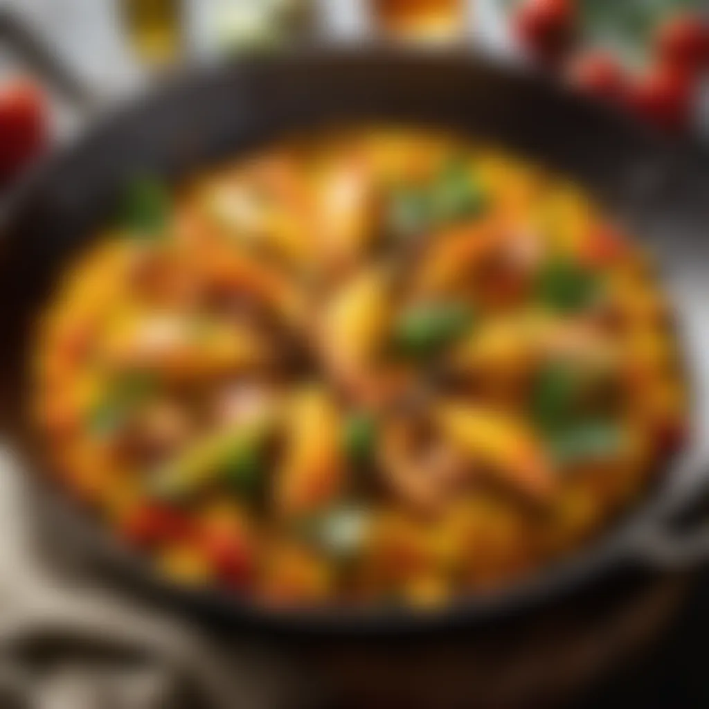 Perfectly cooked paella with vibrant colors