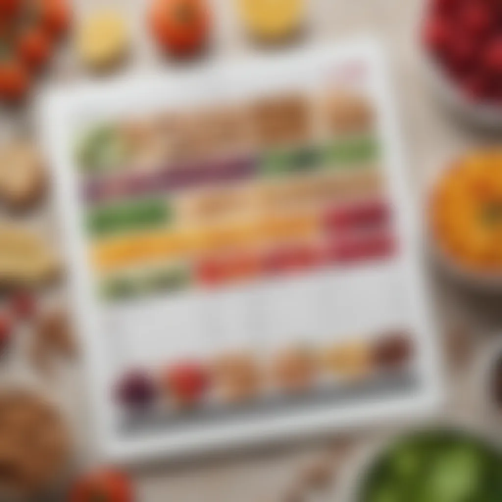 A close-up of a nutrition chart illustrating personalized dietary recommendations.