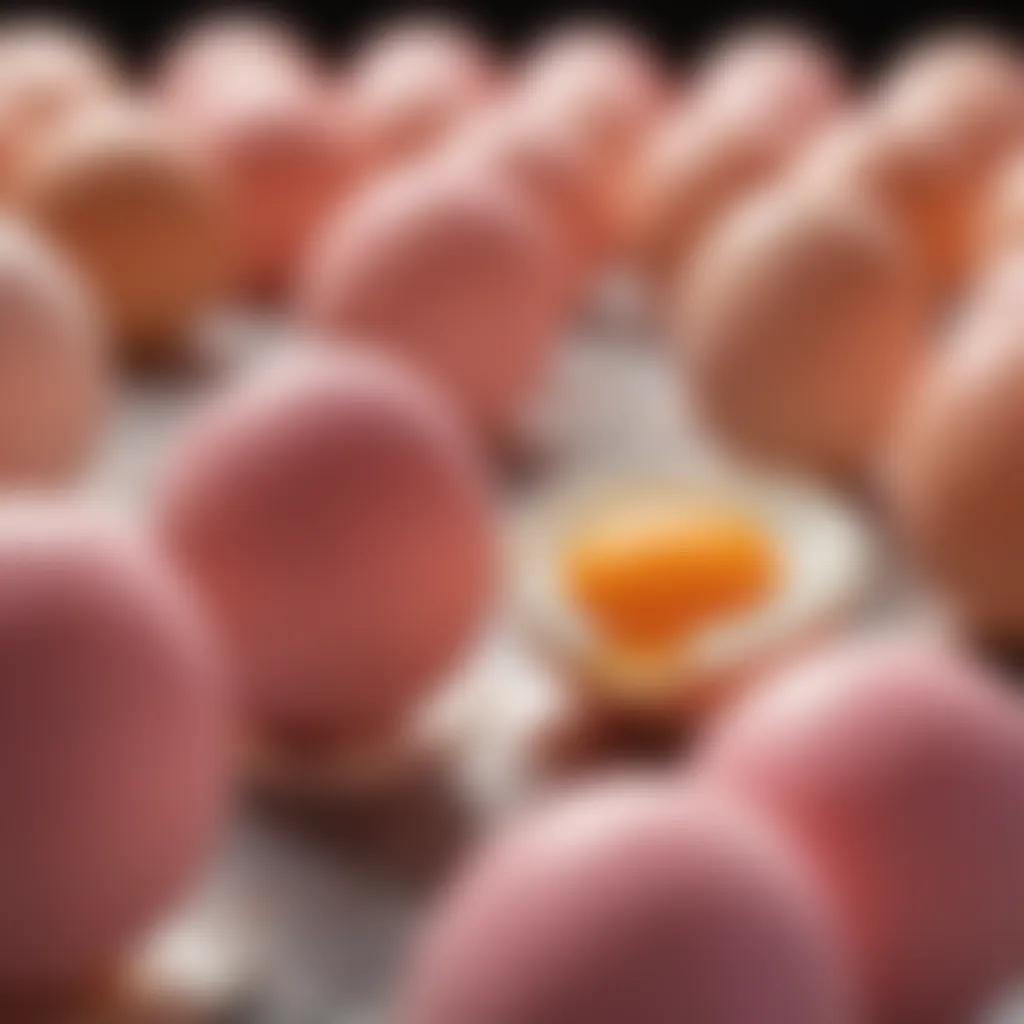 Scientific illustration showing dye absorption in eggs