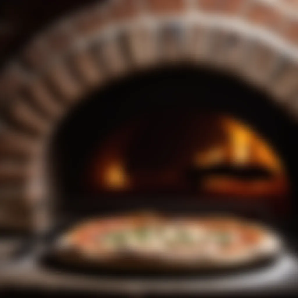 Rustic pizza stone oven where Pizza Bianca is baked to perfection