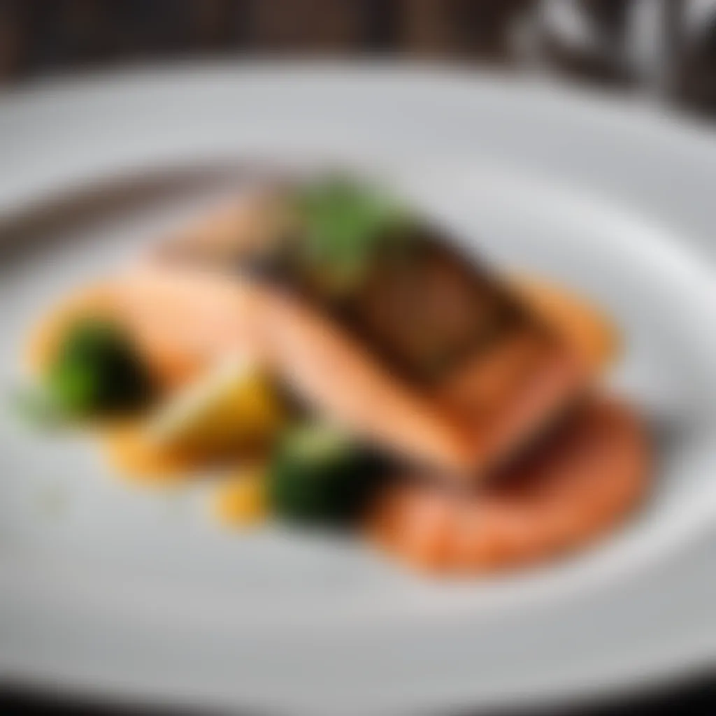 Plated Atlantic Salmon with garnish