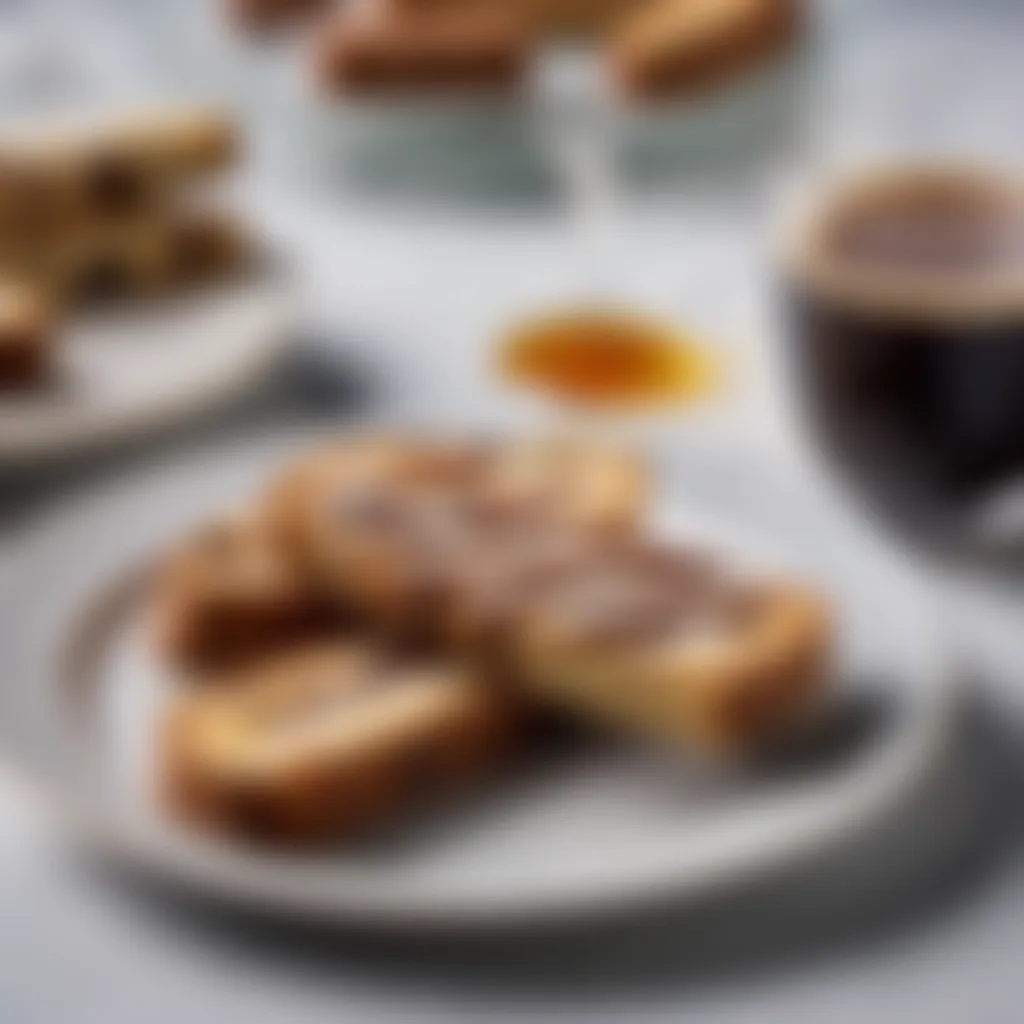 Plated biscotti with a cup of coffee