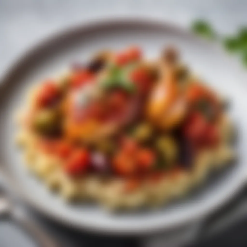 Exquisite presentation of a plated chicken cacciatore dish with garnish