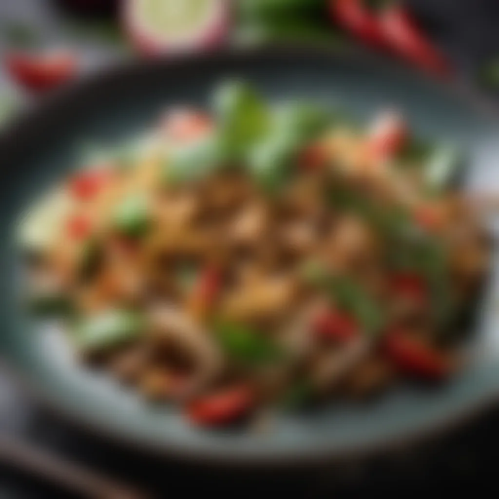 Plating of Drunken Noodles Plating of drunken noodles